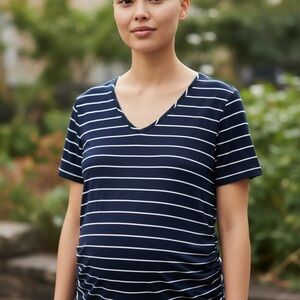 NWT Emma’s Expression Navy and White Striped V-Neck Maternity Top